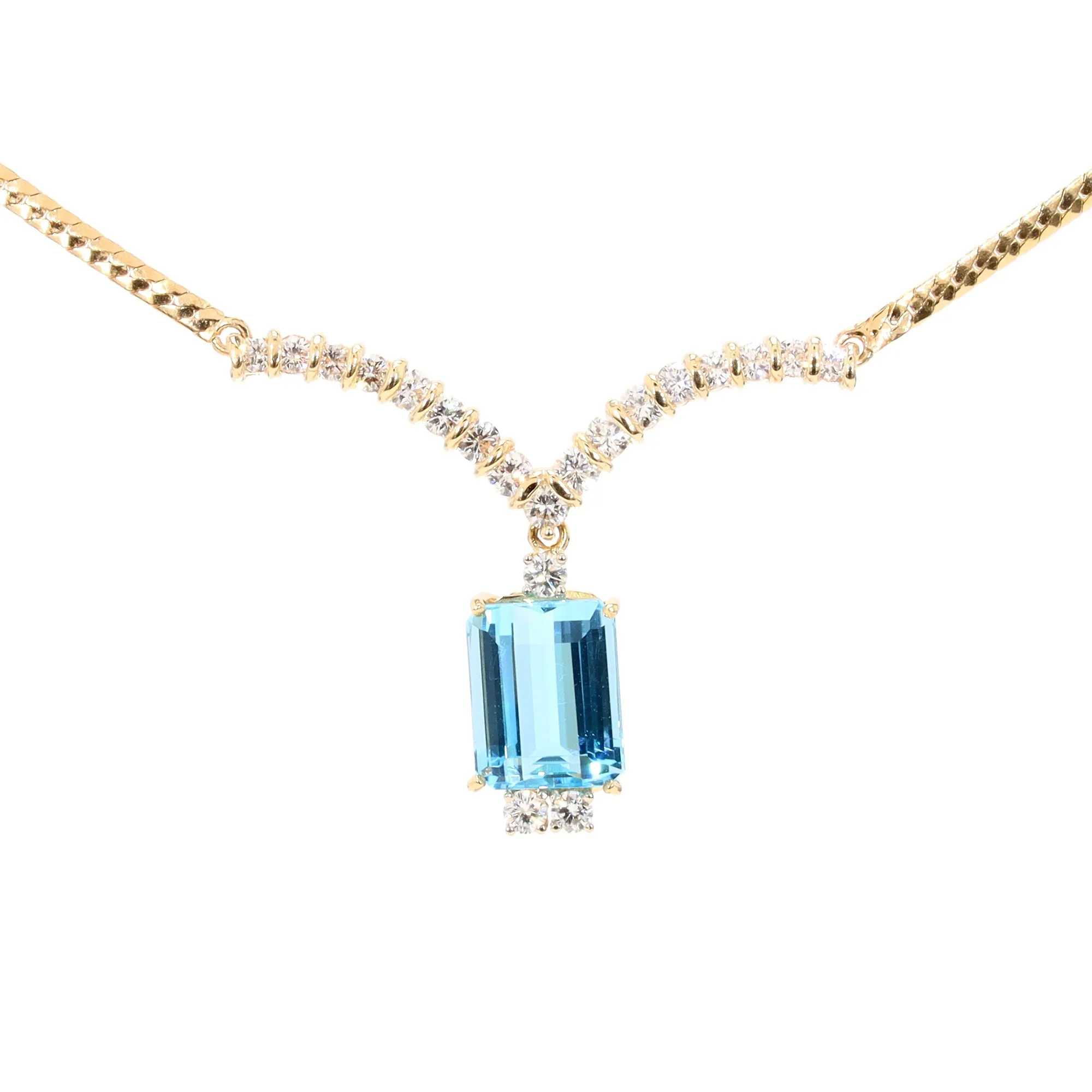 Blue Topaz and Diamond Necklace