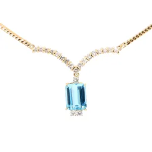 Blue Topaz and Diamond Necklace