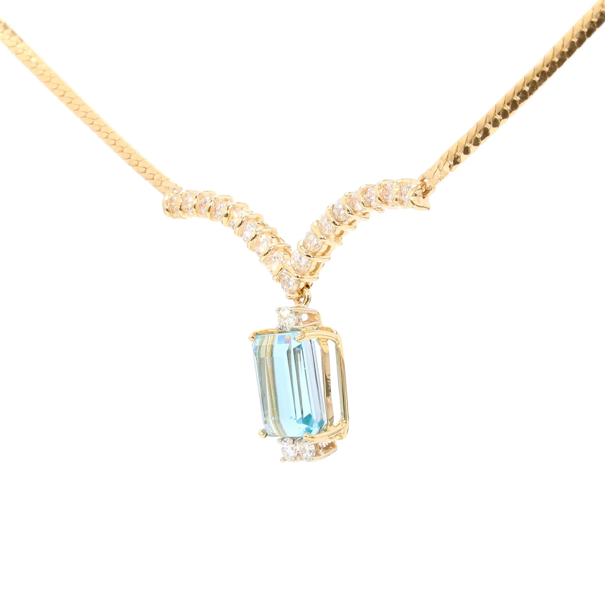 Blue Topaz and Diamond Necklace