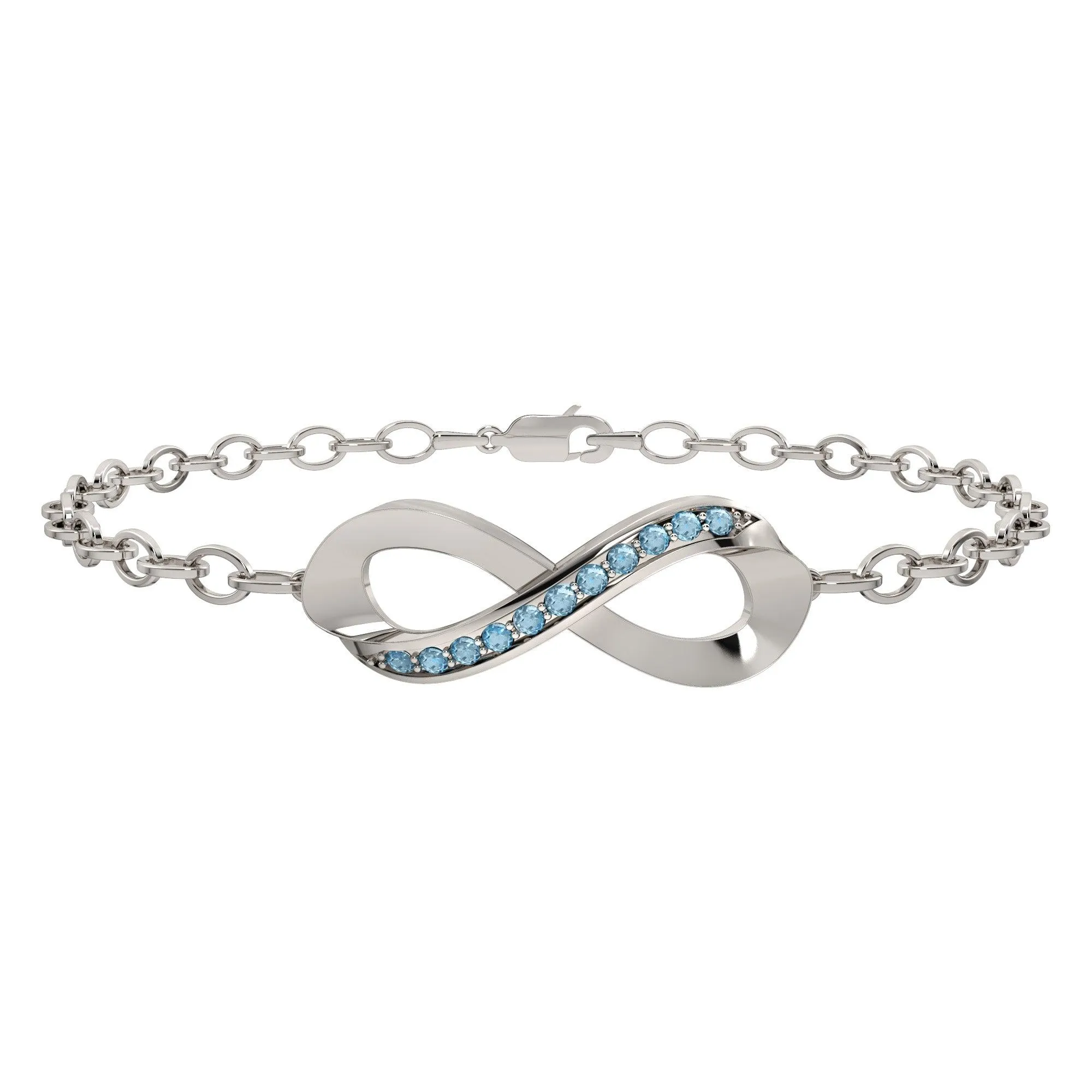 Blue Topaz Infinity Bracelet in Sterling Silver