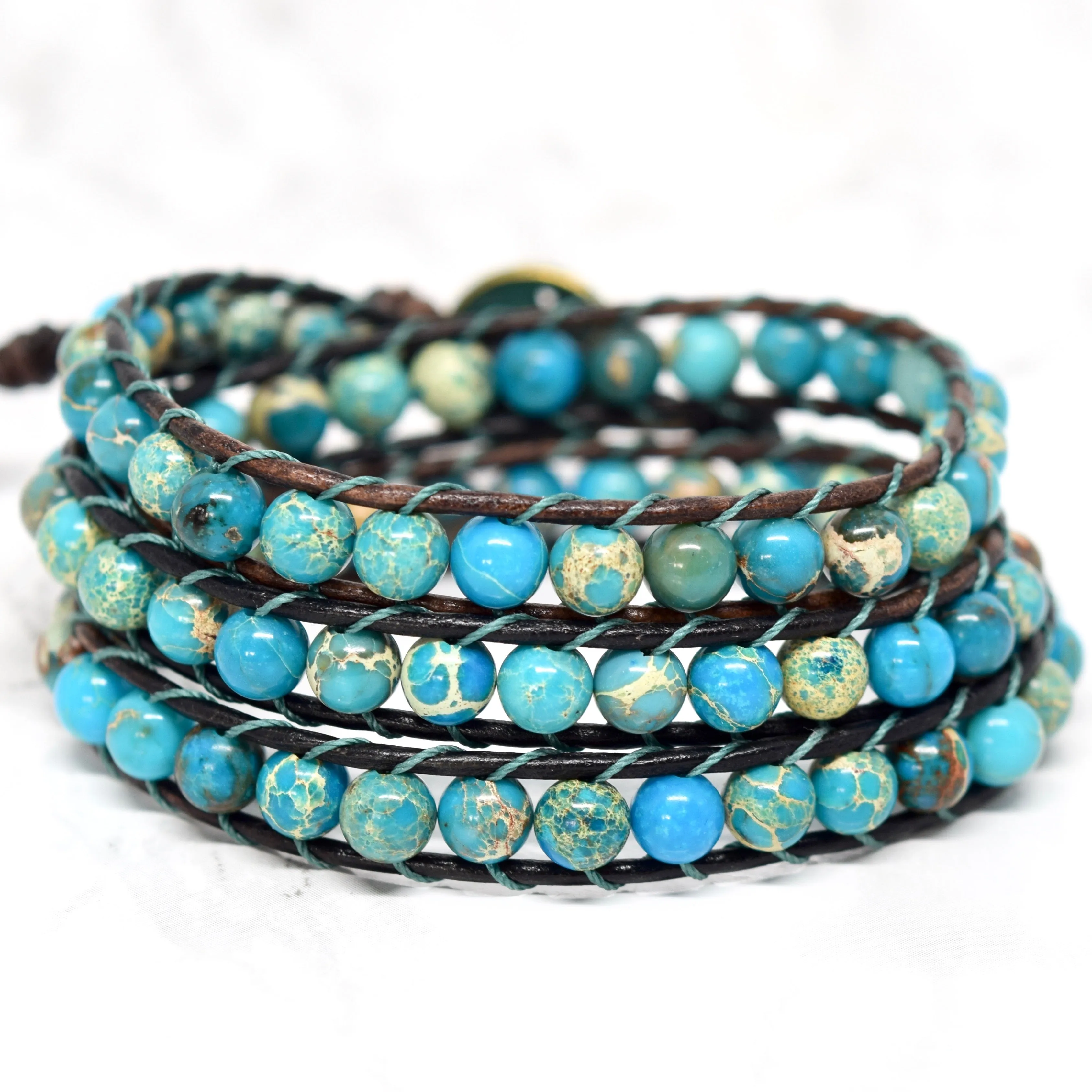 Boho Turquoise Jasper Wrap Bracelet