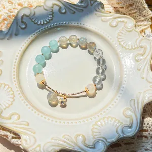 C130 - Aquamarine and Moonlight Crystal Bracelet