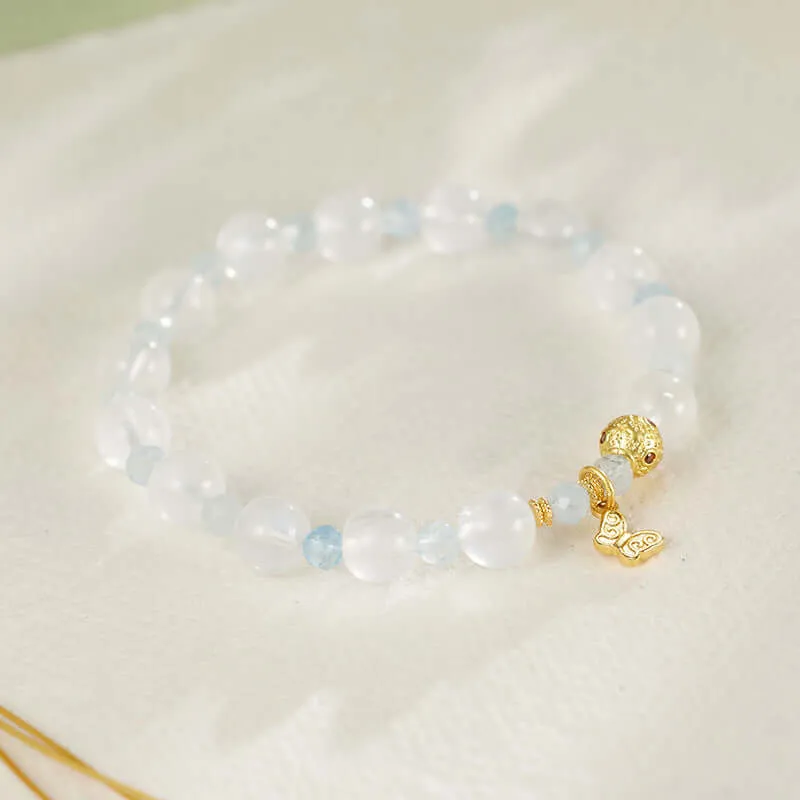 Calm Inner Natural Moonstone Aquamarine Bracelet