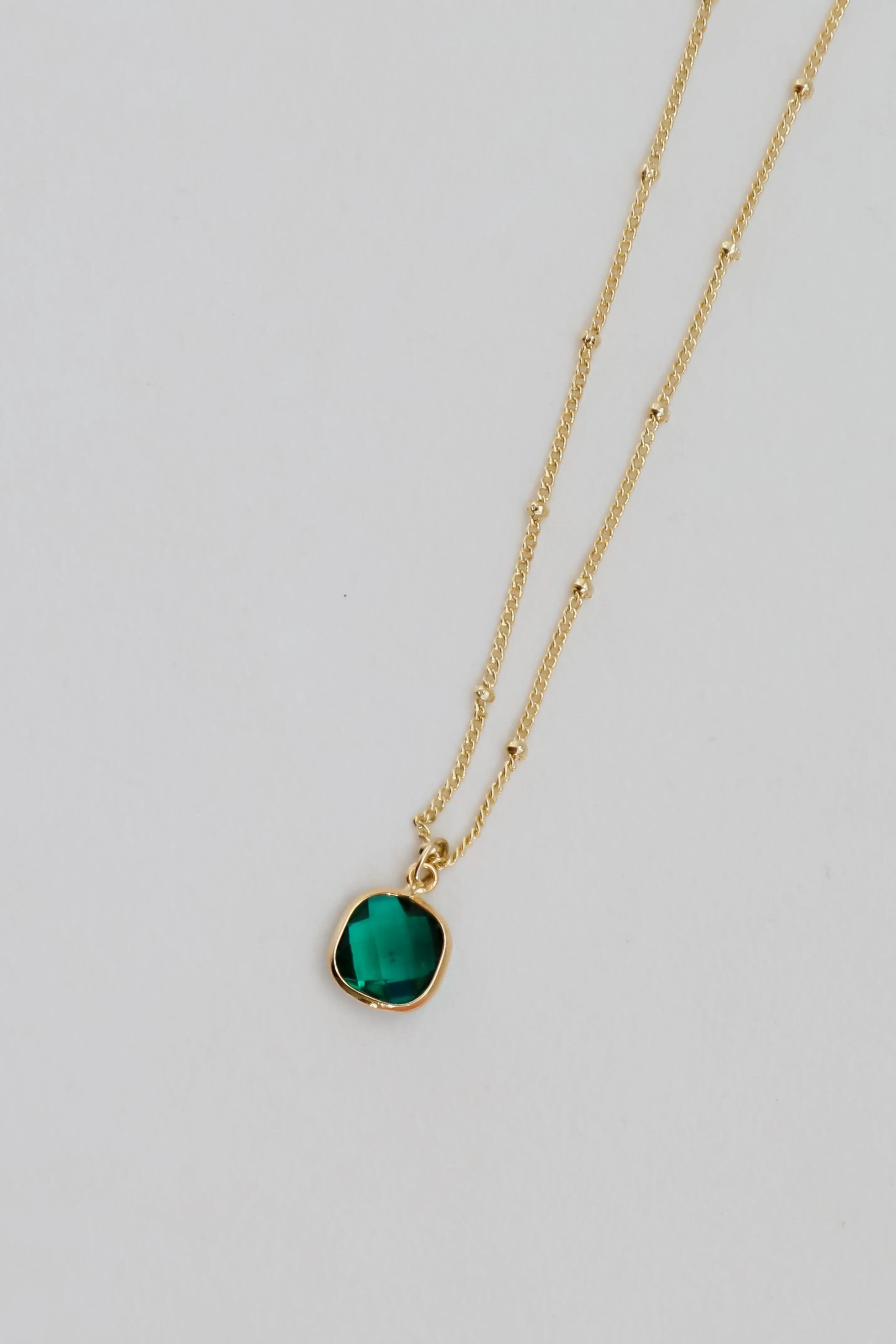 Cara Gold Emerald Charm Necklace