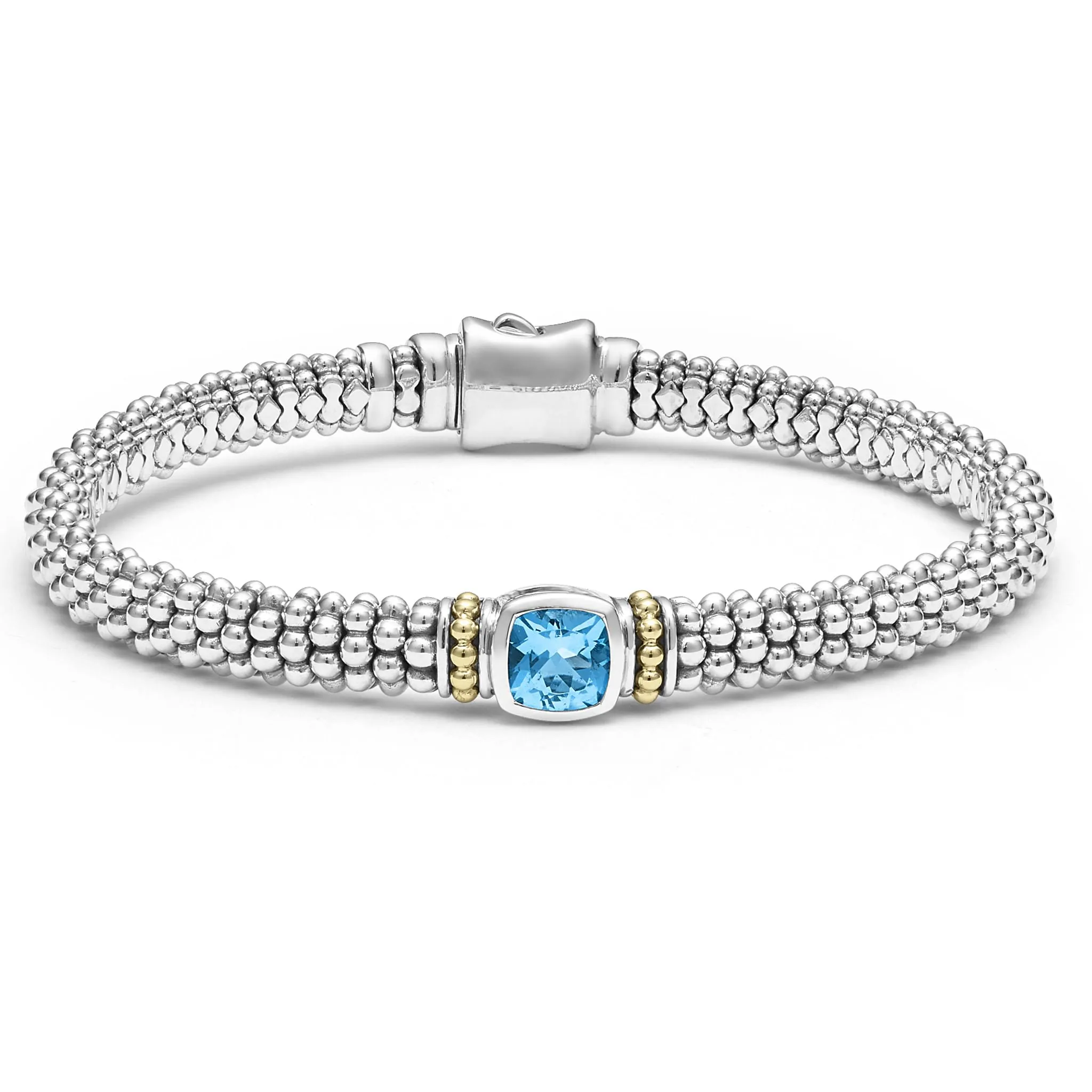 Caviar Color 6mm Swiss Blue Topaz Caviar Bracelet