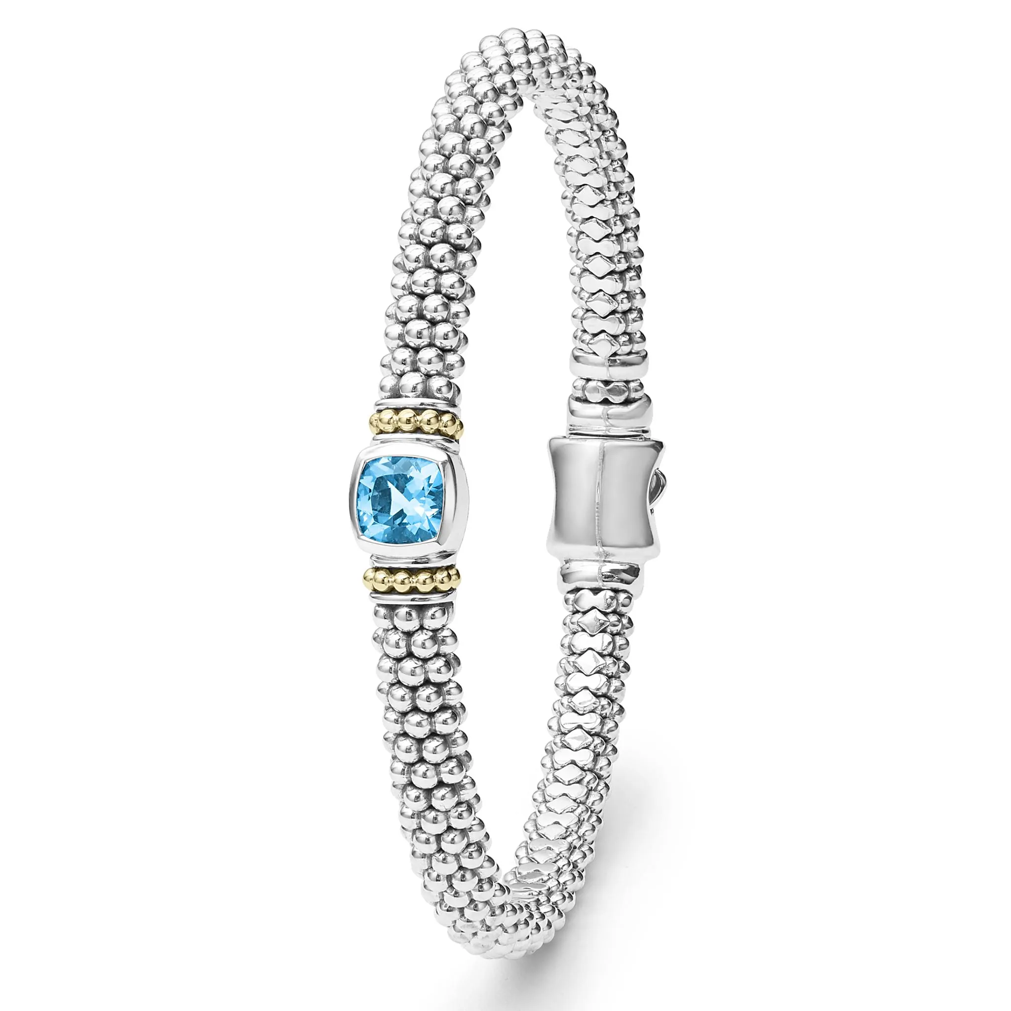 Caviar Color 6mm Swiss Blue Topaz Caviar Bracelet