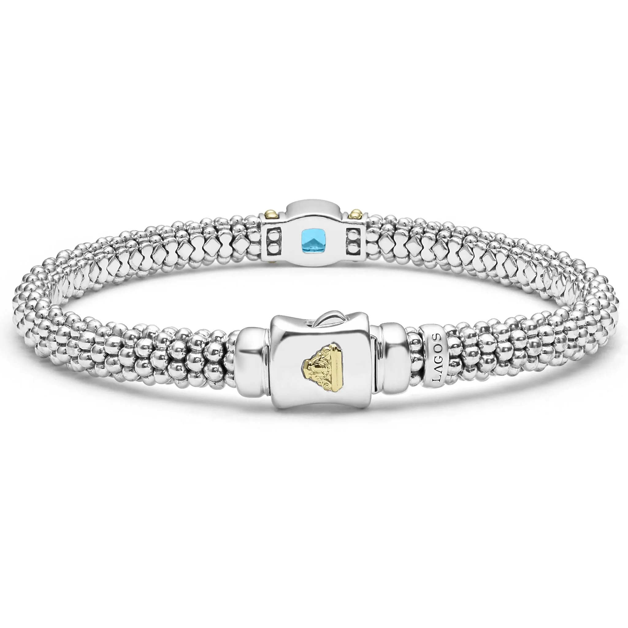 Caviar Color 6mm Swiss Blue Topaz Caviar Bracelet