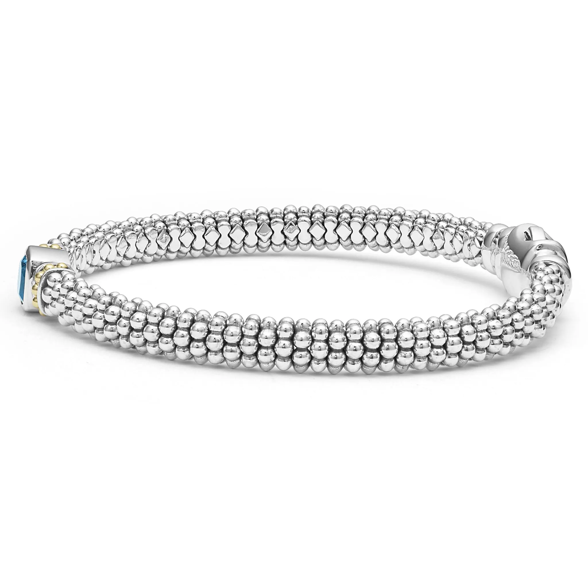 Caviar Color 6mm Swiss Blue Topaz Caviar Bracelet