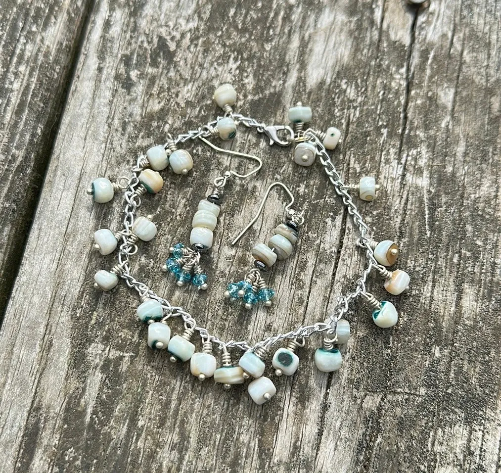 Charm bracelet & earring set