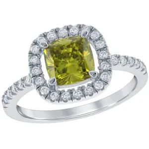 Classic Women's Silver Peridot and White CZ Ring - W-1331