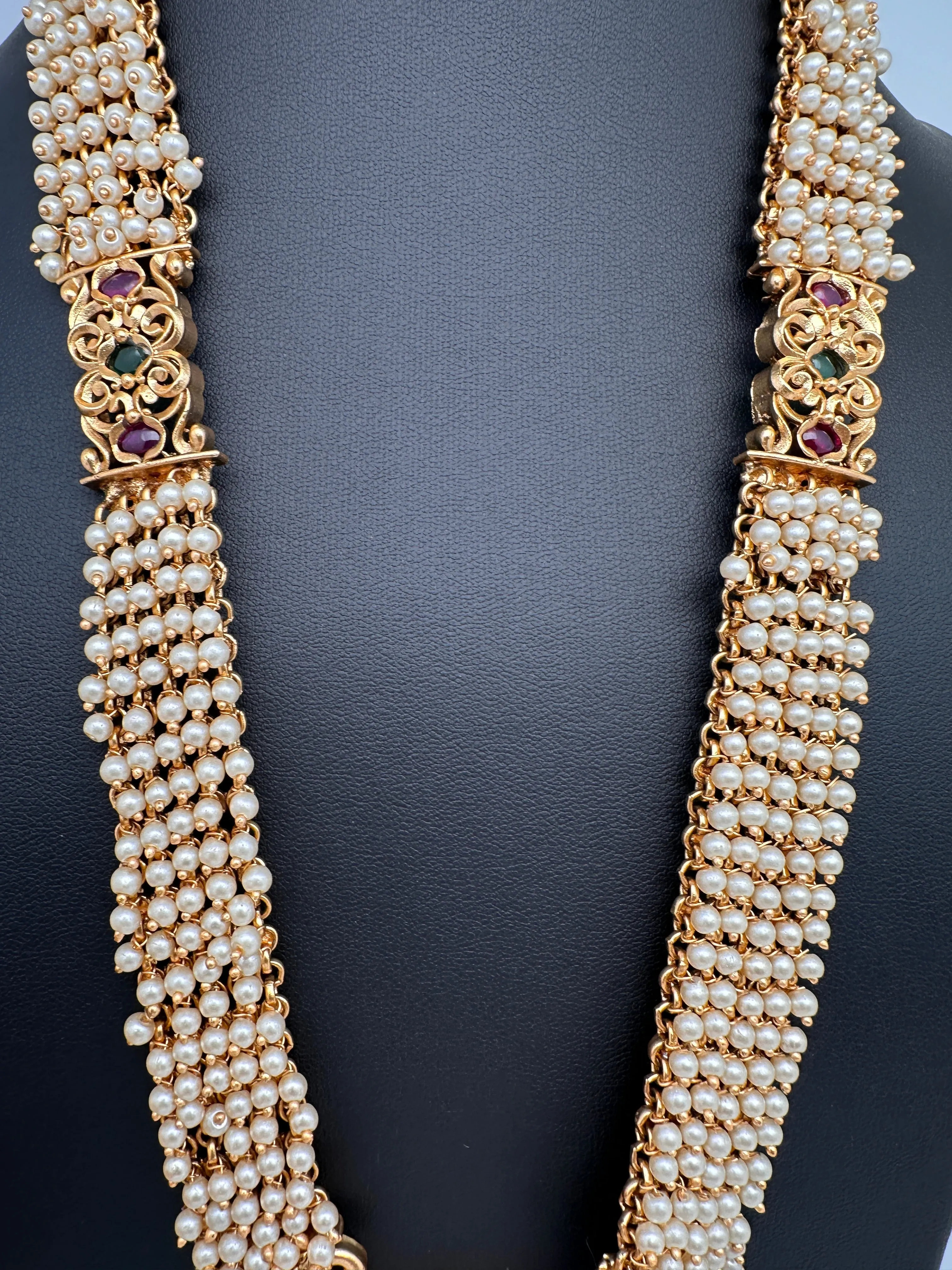 Cluster Pearls Goddess Lakshmi Matte Long Necklace
