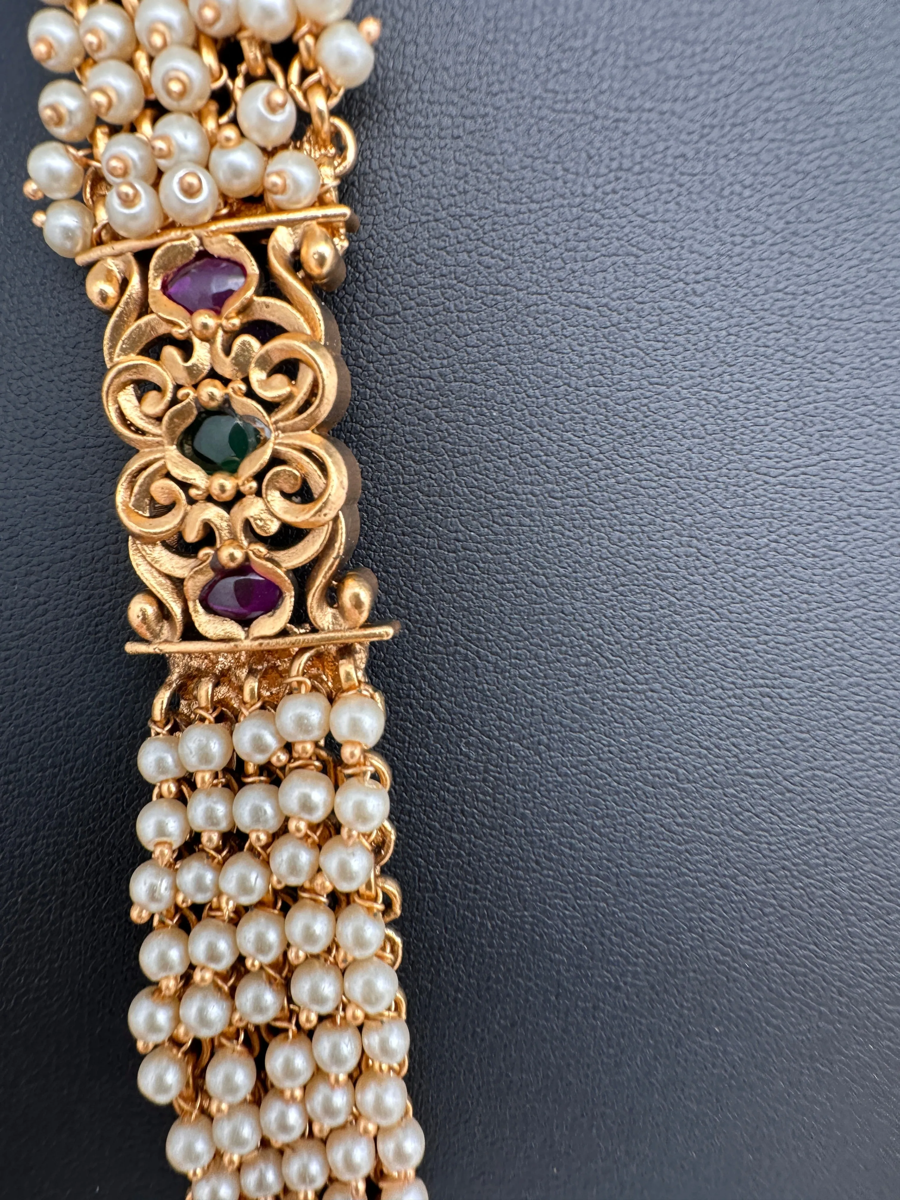 Cluster Pearls Goddess Lakshmi Matte Long Necklace