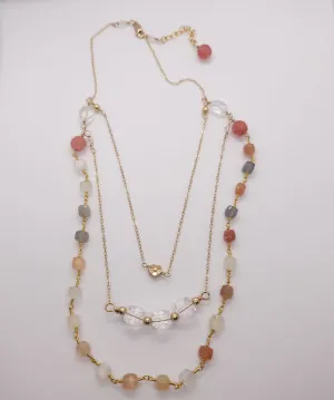 Color quartz gold necklace