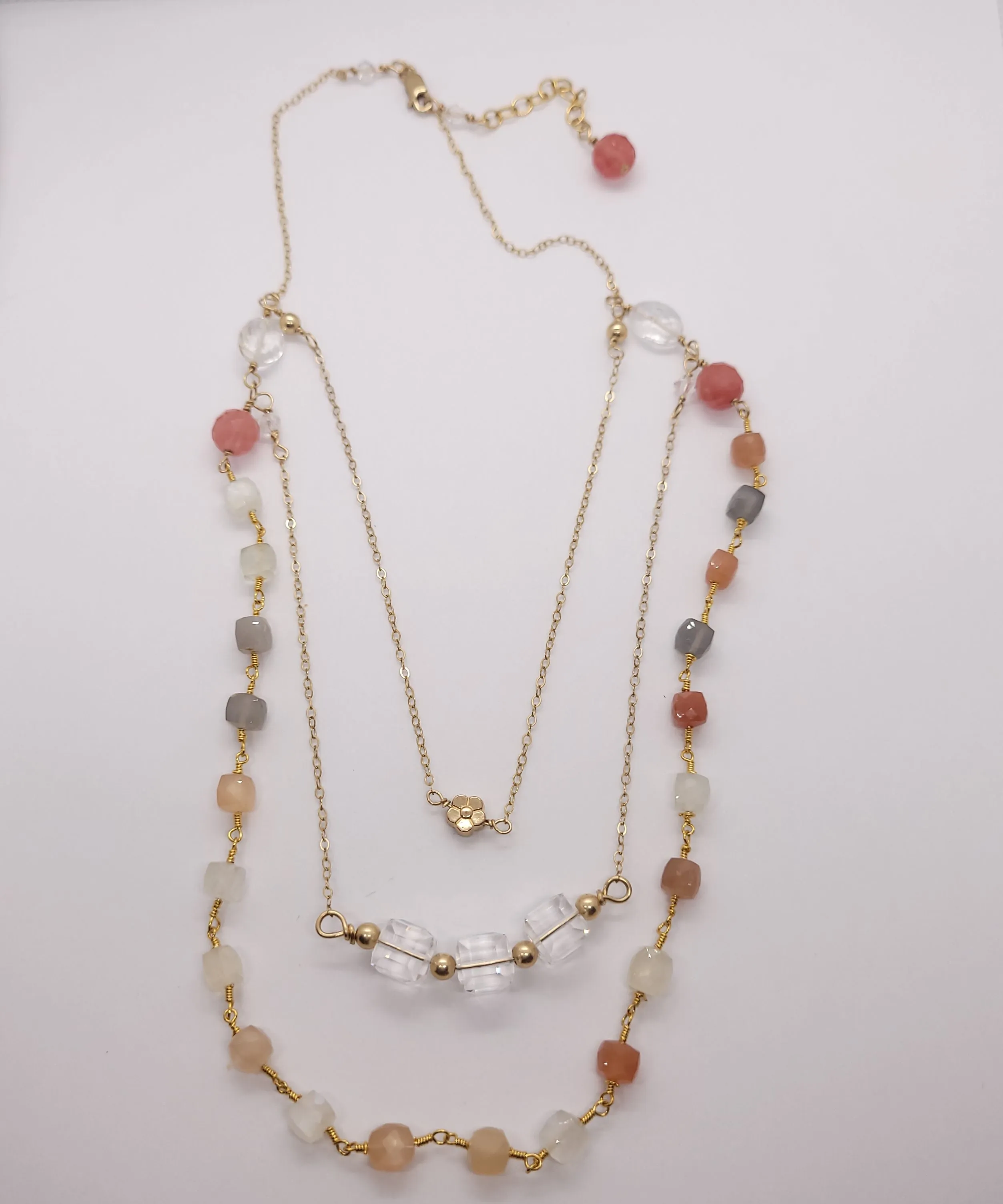 Color quartz gold necklace