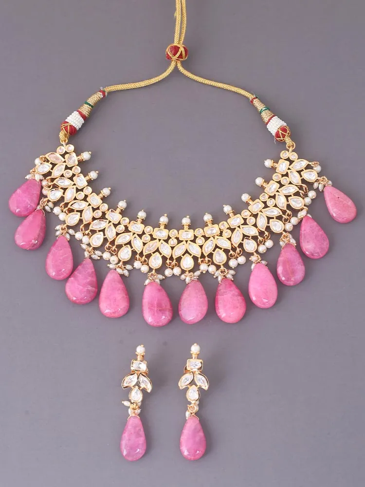 Coral Aalisha Kundan Jewellery Set