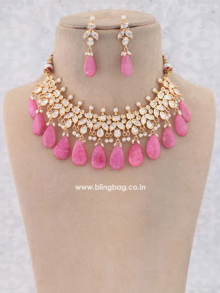 Coral Aalisha Kundan Jewellery Set