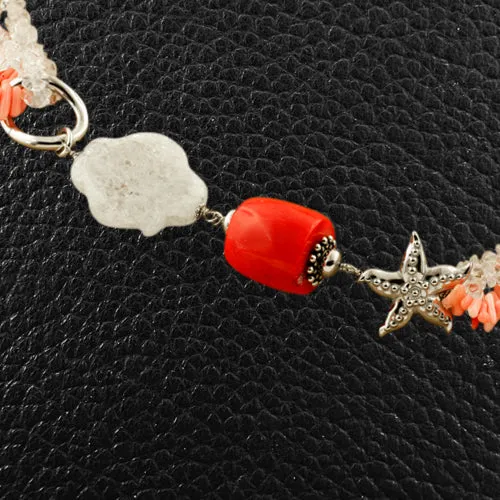 Coral & Crystal Necklace