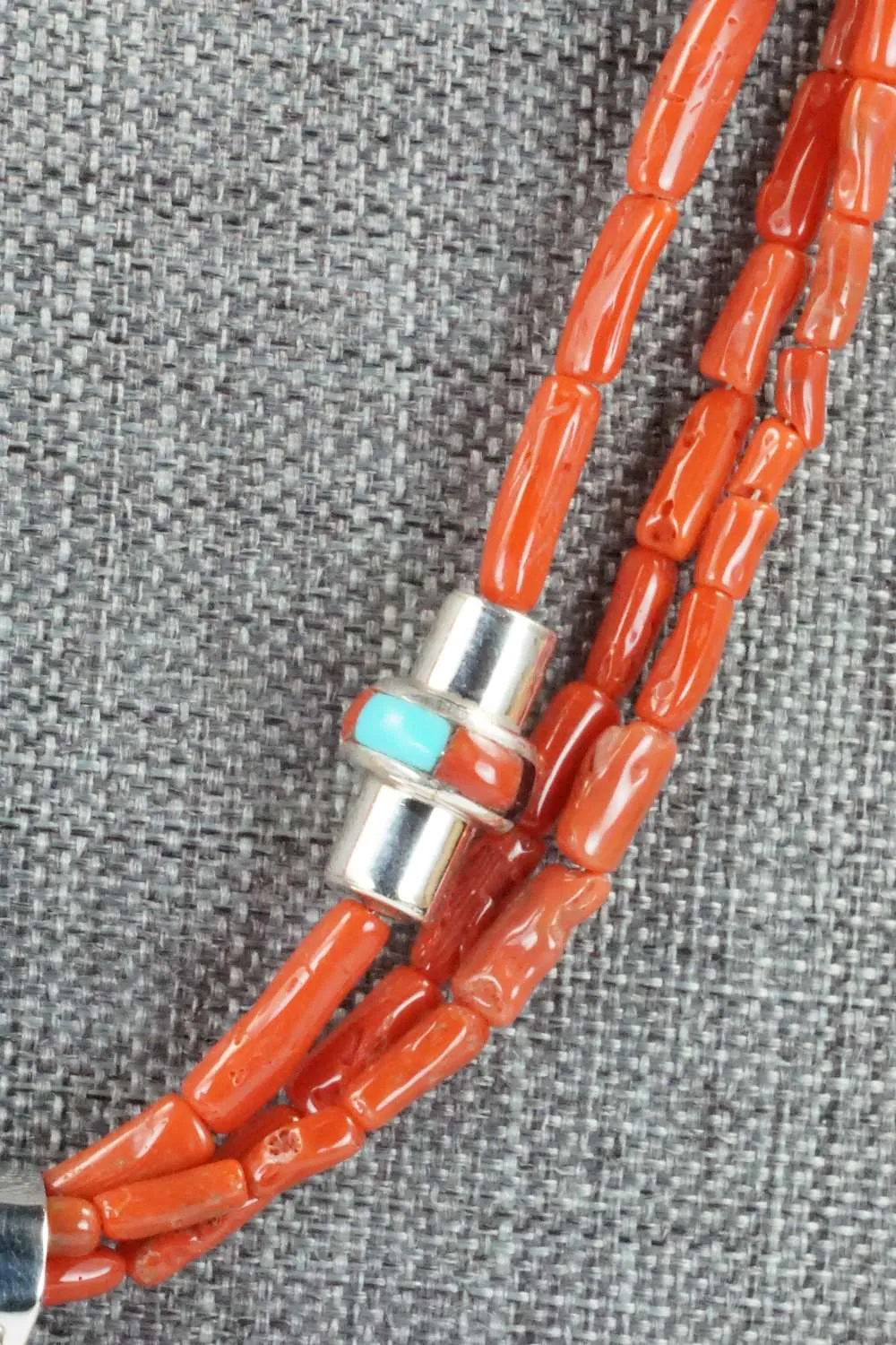 Coral & Sterling Silver Necklace and Earrings Set - Patty Edaakie