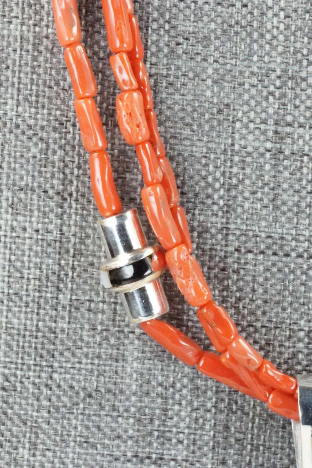Coral & Sterling Silver Necklace and Earrings Set - Patty Edaakie