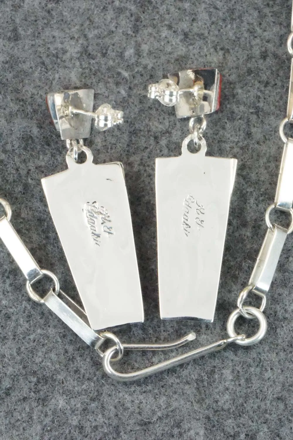 Coral & Sterling Silver Necklace and Earrings Set - Patty Edaakie
