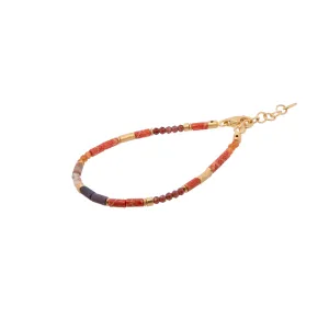 Coral, Carnelian, Garnet, Ruby, Jasper and Zircon 3mm Bracelet 24K Fair Trade Gold Vermeil