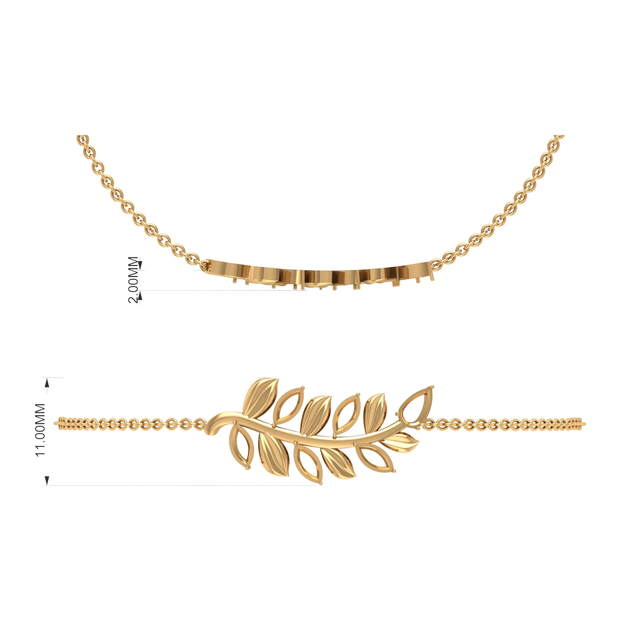 Created Ruby Leaf Chain Bracelet