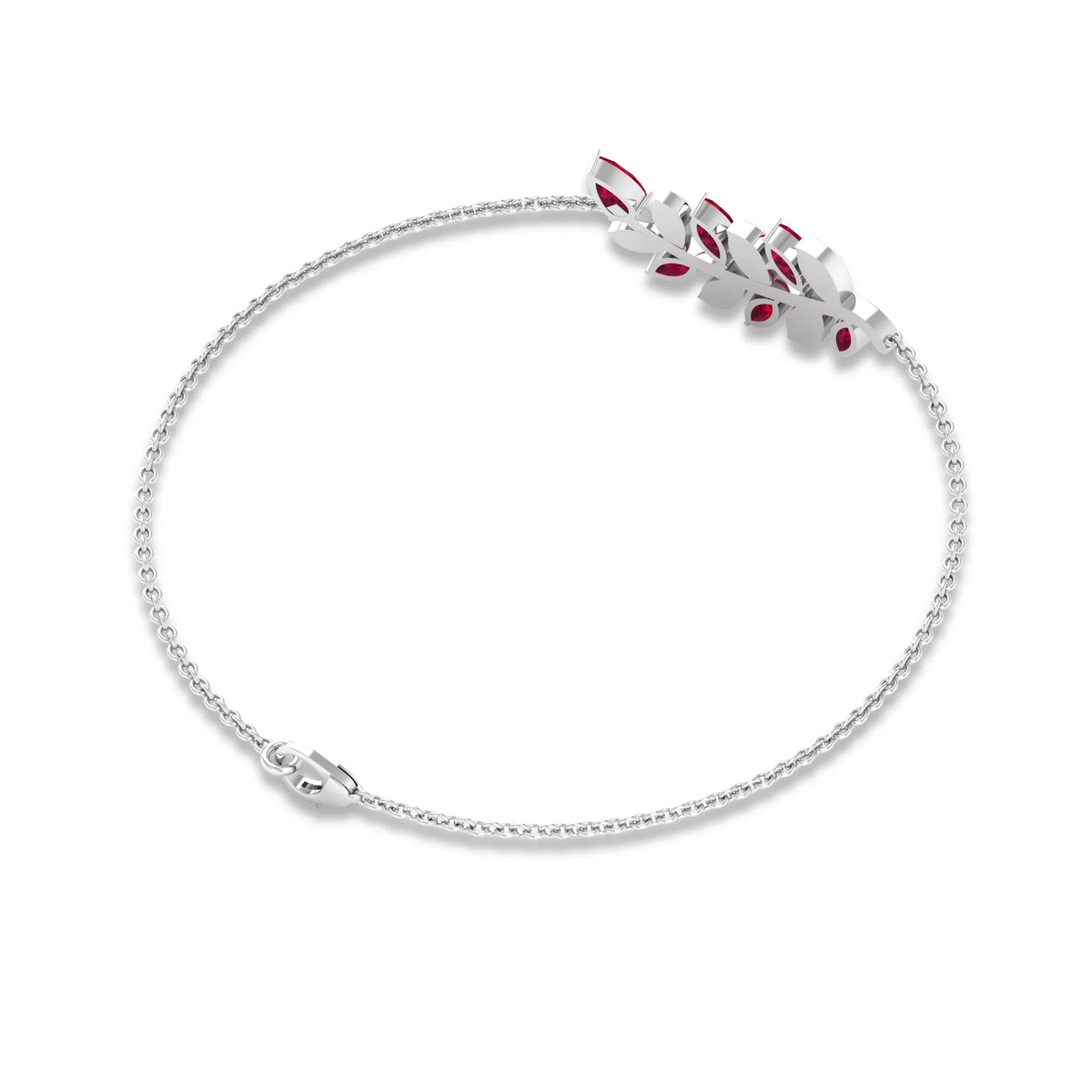 Created Ruby Leaf Chain Bracelet