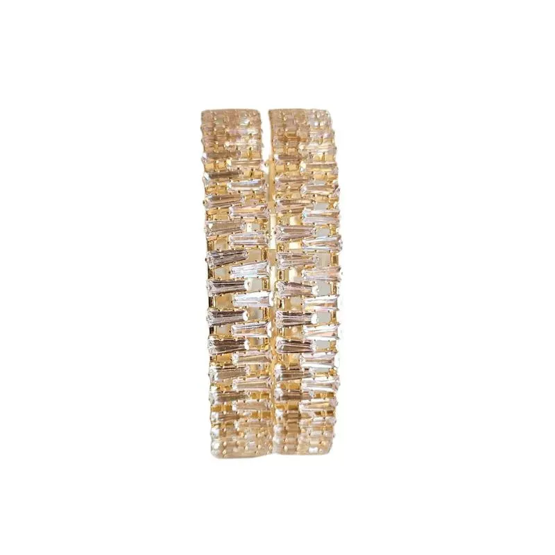 Crystal Fancy Bangle Set Stone Cut Style Golden Touch