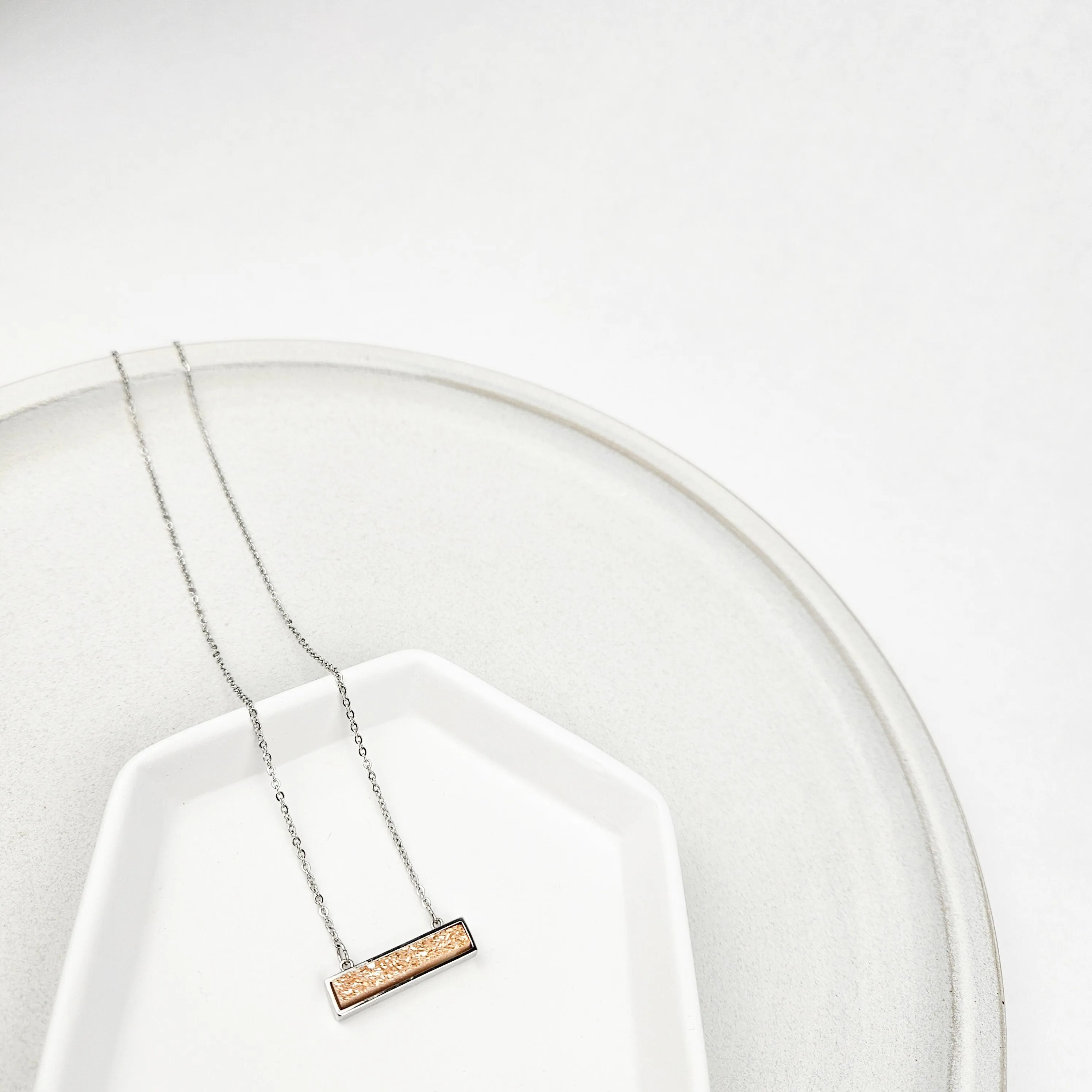 Dainty Champagne Druzy Bar Necklace