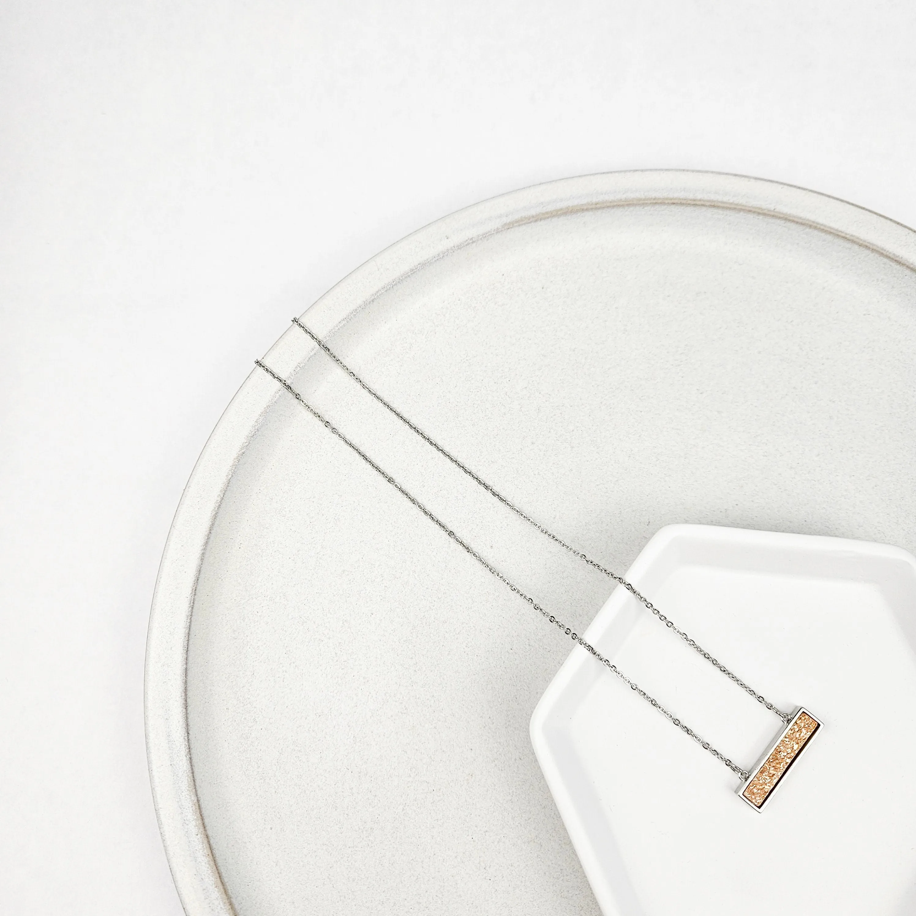Dainty Champagne Druzy Bar Necklace