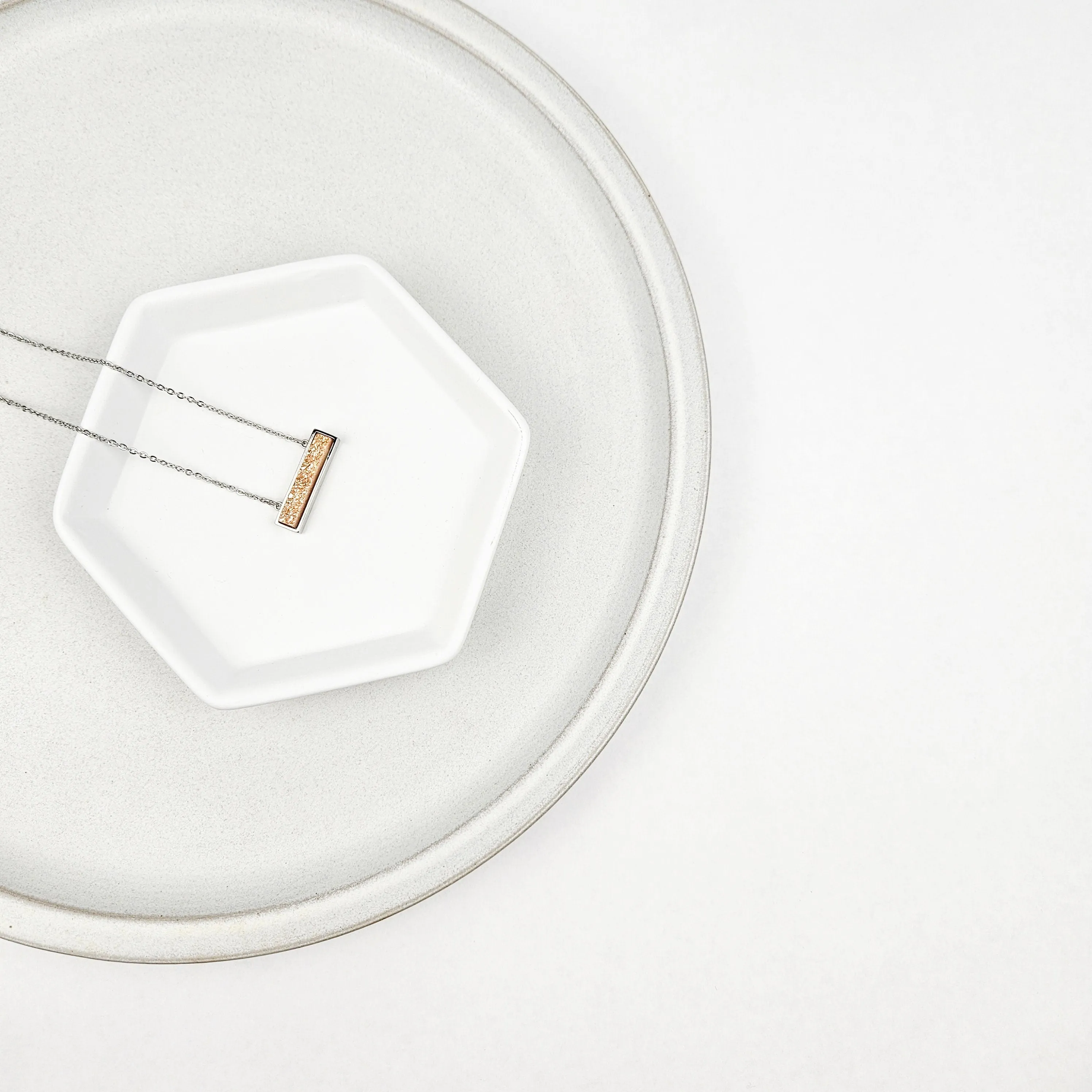 Dainty Champagne Druzy Bar Necklace