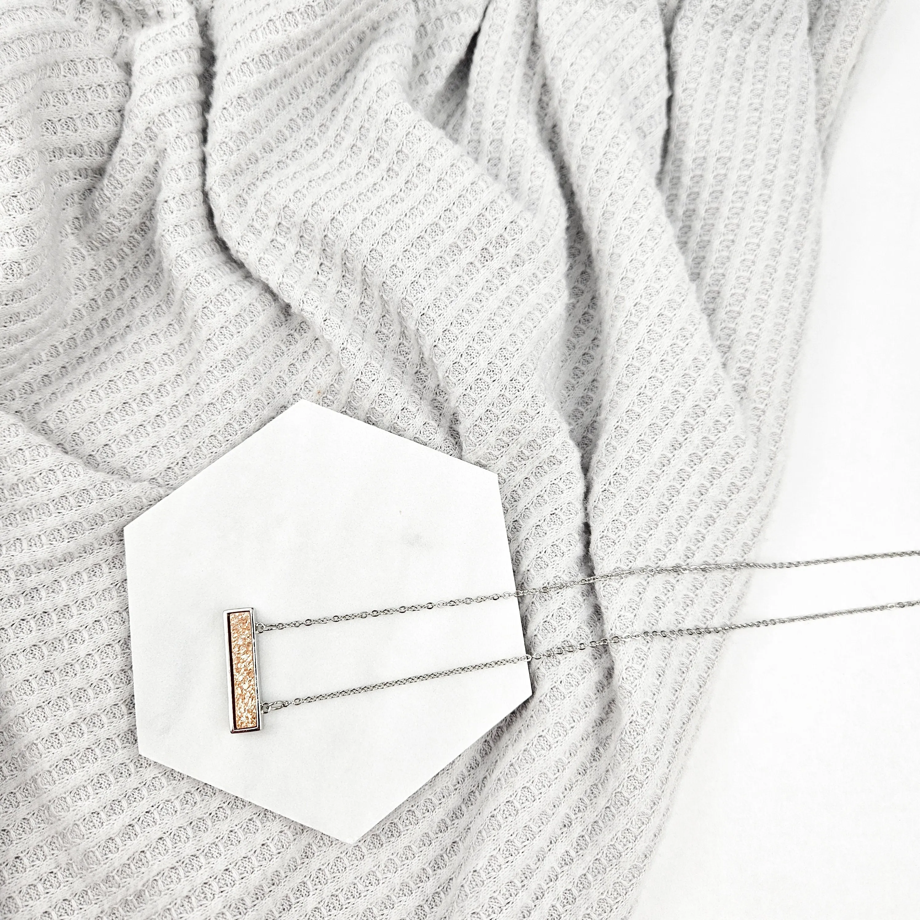 Dainty Champagne Druzy Bar Necklace