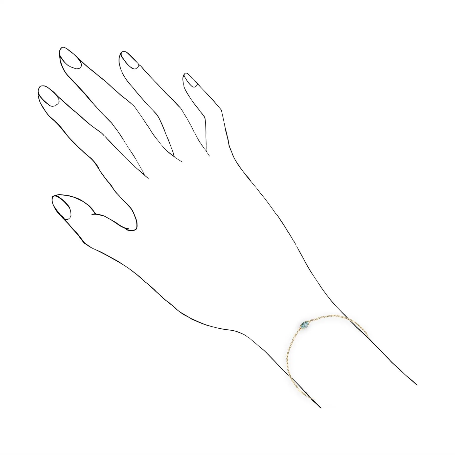 Damen 375 Gold 9ct Gelbgold Ovaler Aquamarin Einzel Stein Kette Armband Blau 19cm