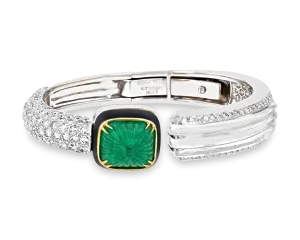 David Webb Emerald, Diamond & Rock Crystal Bracelet