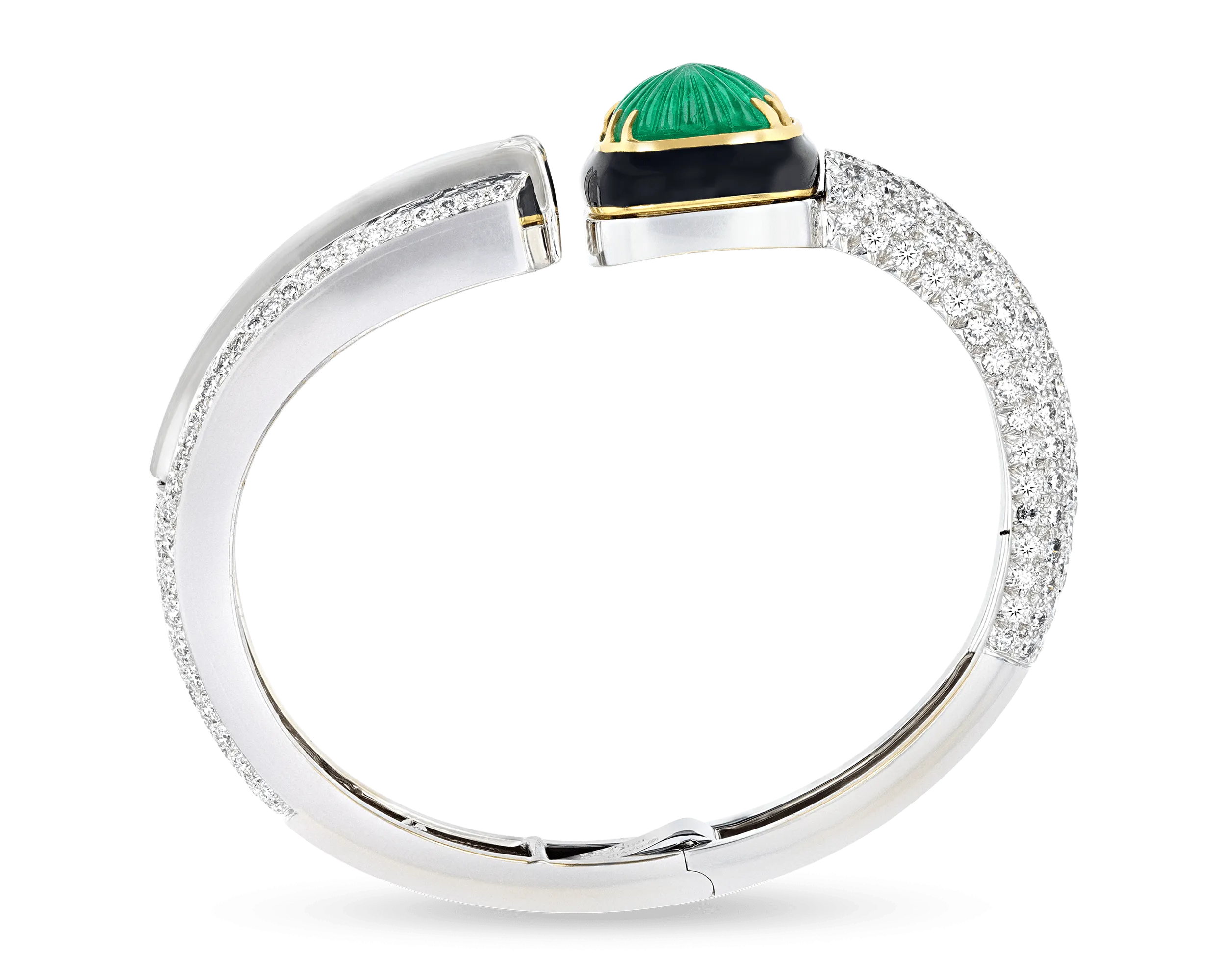 David Webb Emerald, Diamond & Rock Crystal Bracelet