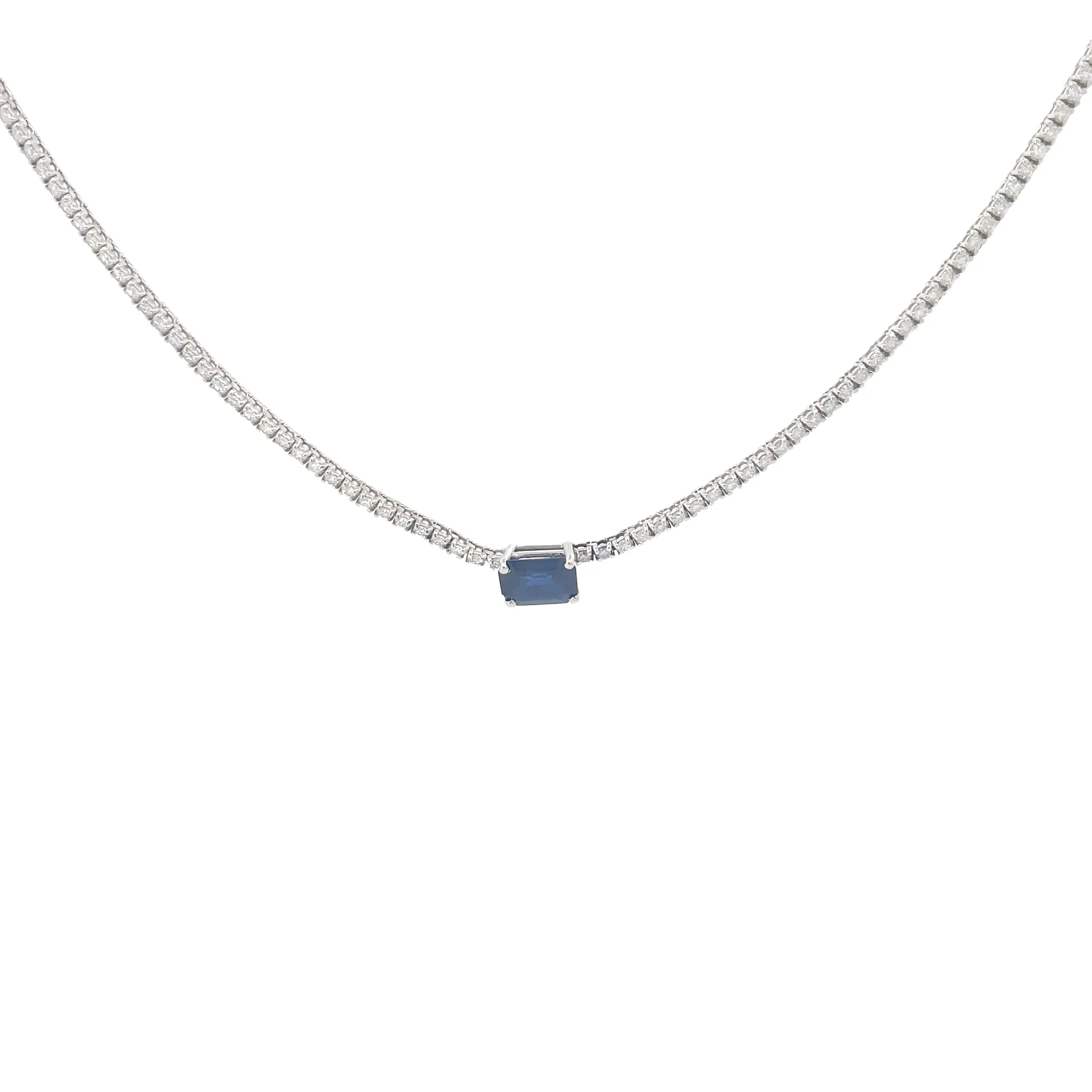 Diamond Sapphire Tennis Necklace