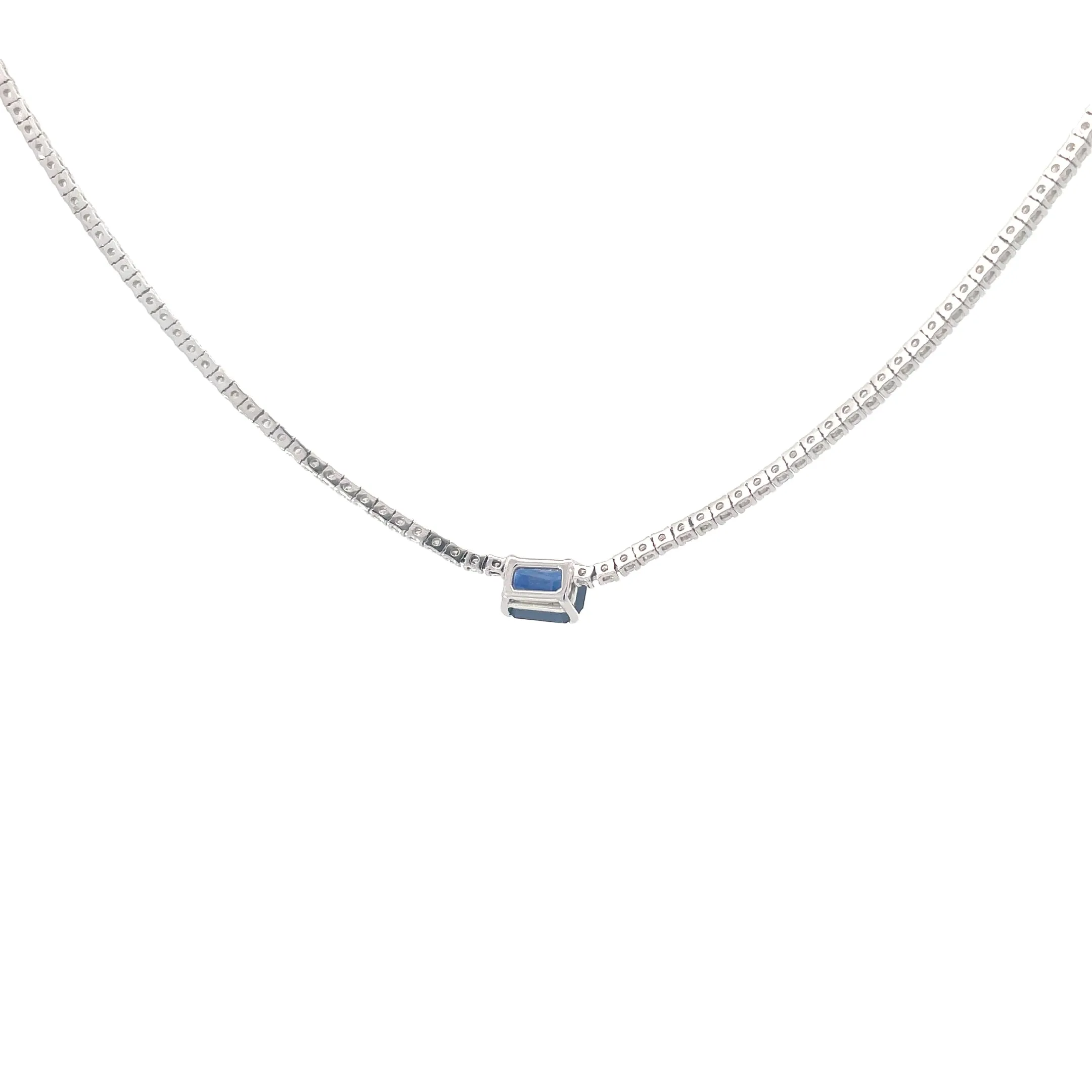 Diamond Sapphire Tennis Necklace