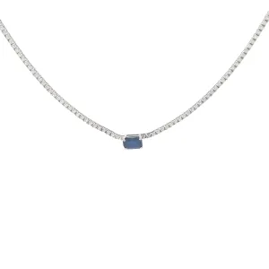 Diamond Sapphire Tennis Necklace
