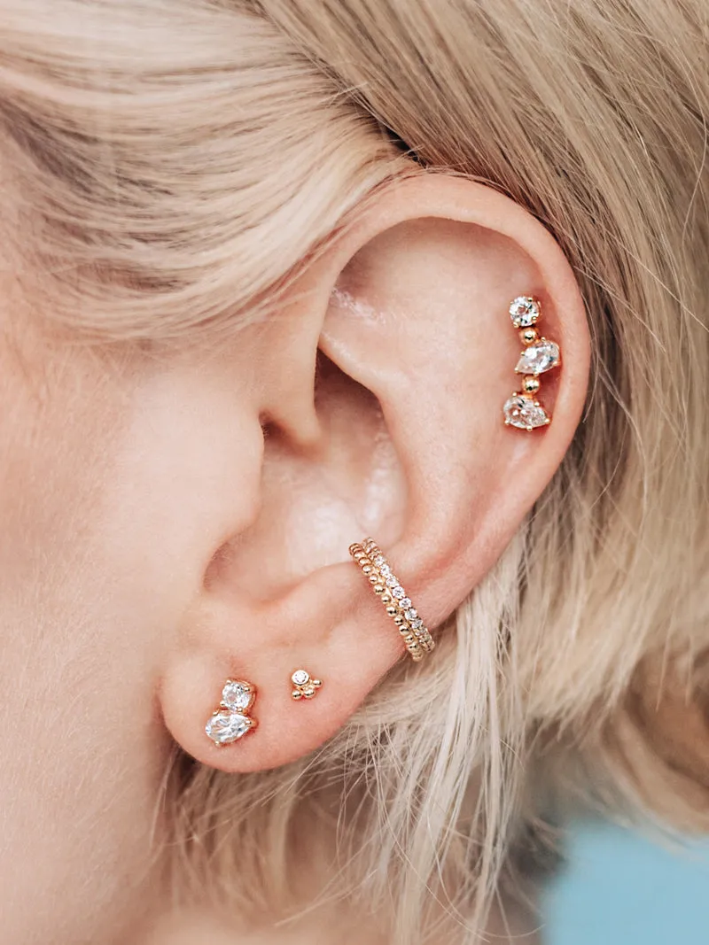 Double Dew Drop Pavé Ear Cuff