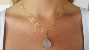 Drusy Quartz Stone Necklace
