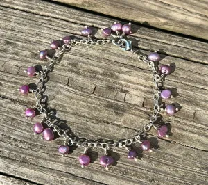 Dusty rose pearl charm bracelet