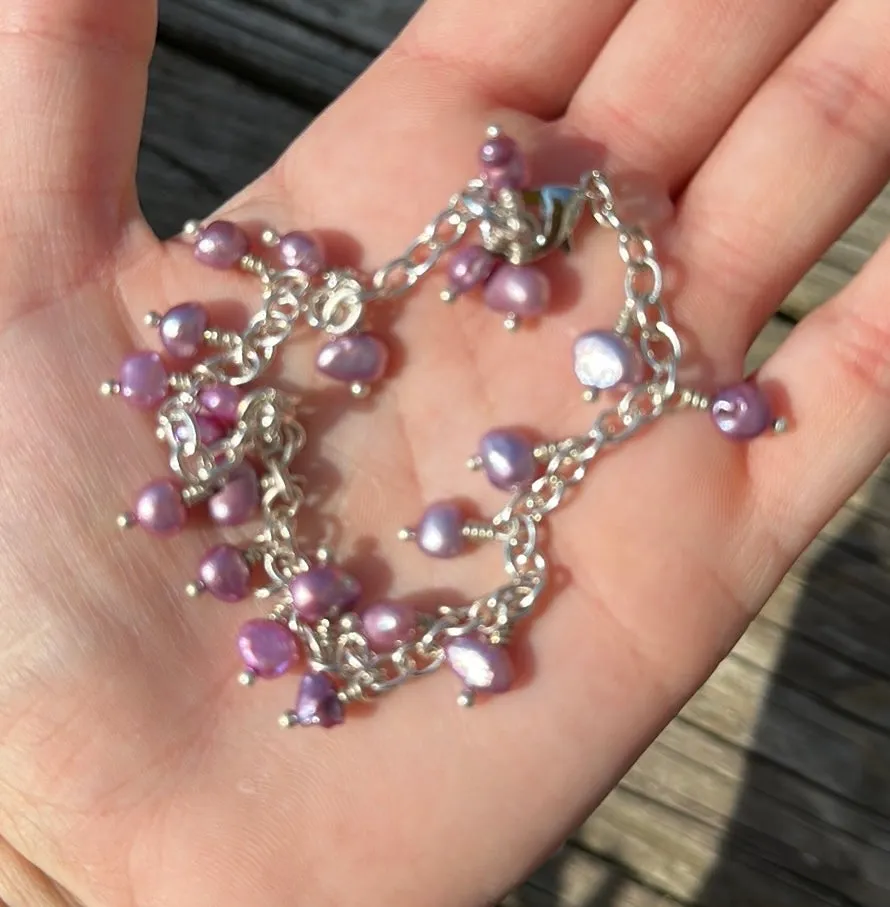 Dusty rose pearl charm bracelet