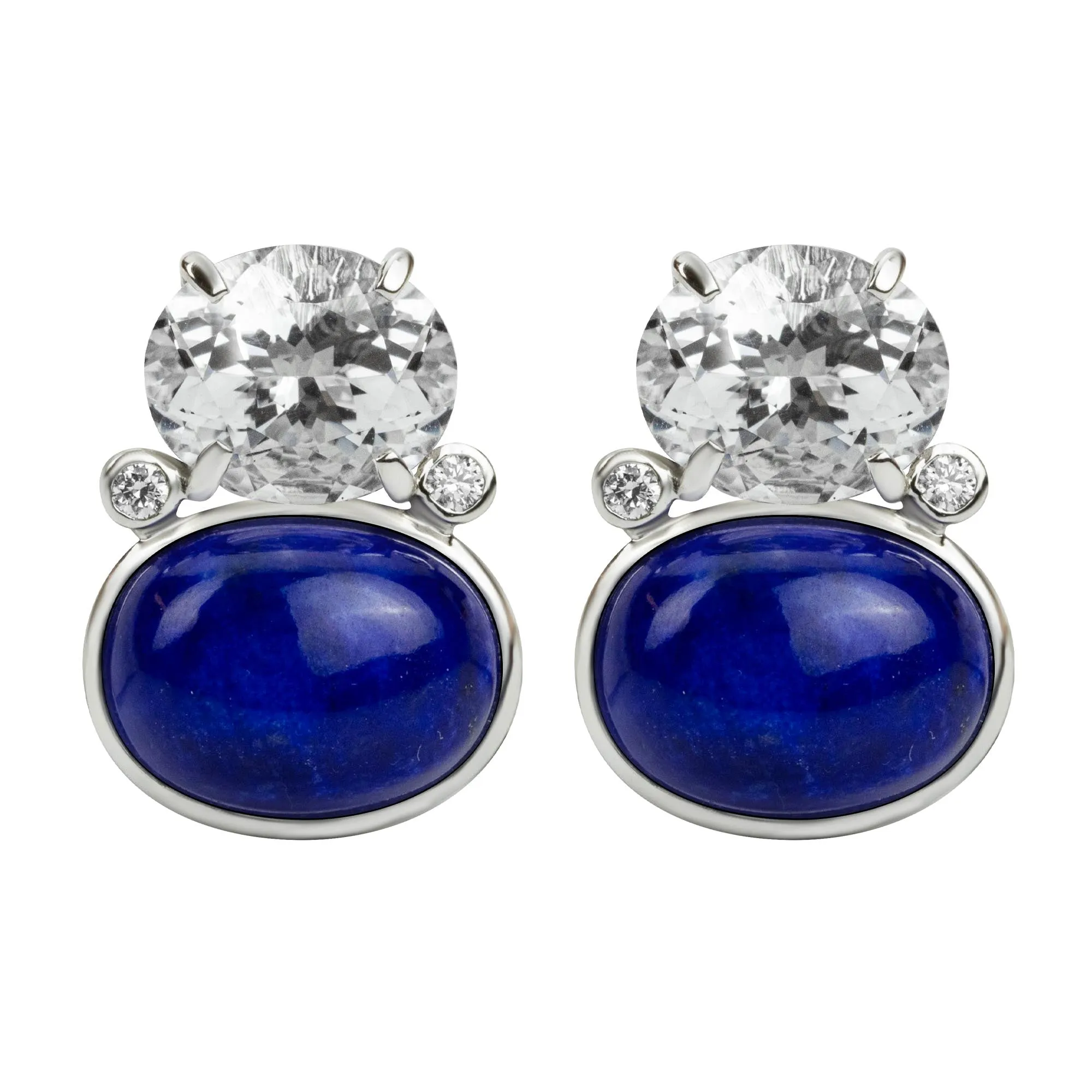 Earrings - Crystal, Lapis Lazuli And Diamond