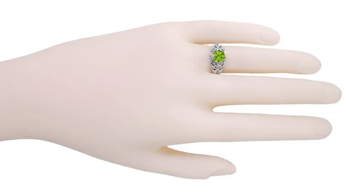 Edwardian Filigree 1.20 Carat Peridot Promise Ring in Sterling Silver