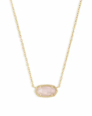 Elisa Gold Pendant Necklace in Rose Quartz by Kendra Scott