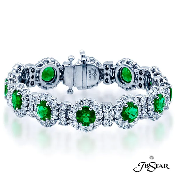 Emerald and Diamond Platinum Bracelet