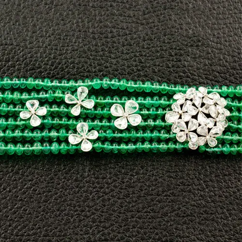 Emerald Bead Necklace with Diamonds