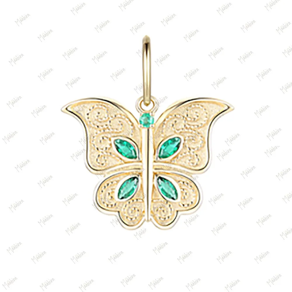 Emerald Butterfly Pendant 19.2X15mm
