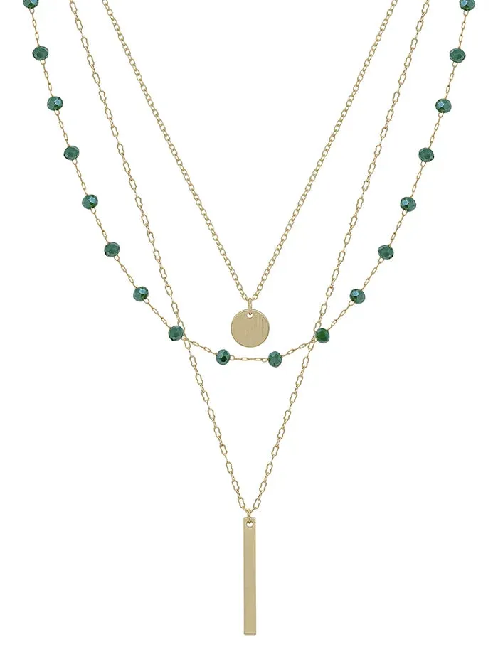 Emerald Crystal & Bar Necklace