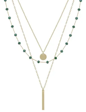Emerald Crystal & Bar Necklace